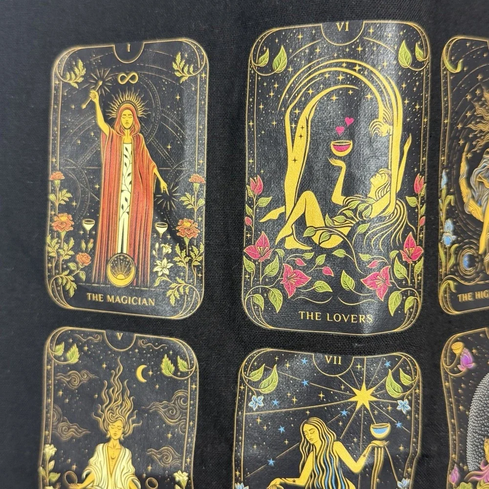 Club Magic Hour Tarot Card Tote Bag Black Cotton Astrology Witchy Occult